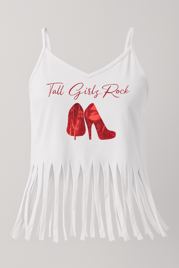 White Fringe Crop Top - Red Heels