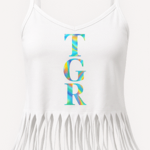 White Fringe Crop Top - TGR Holographic