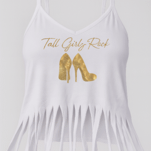 White Fringe Crop Top - Heels Design