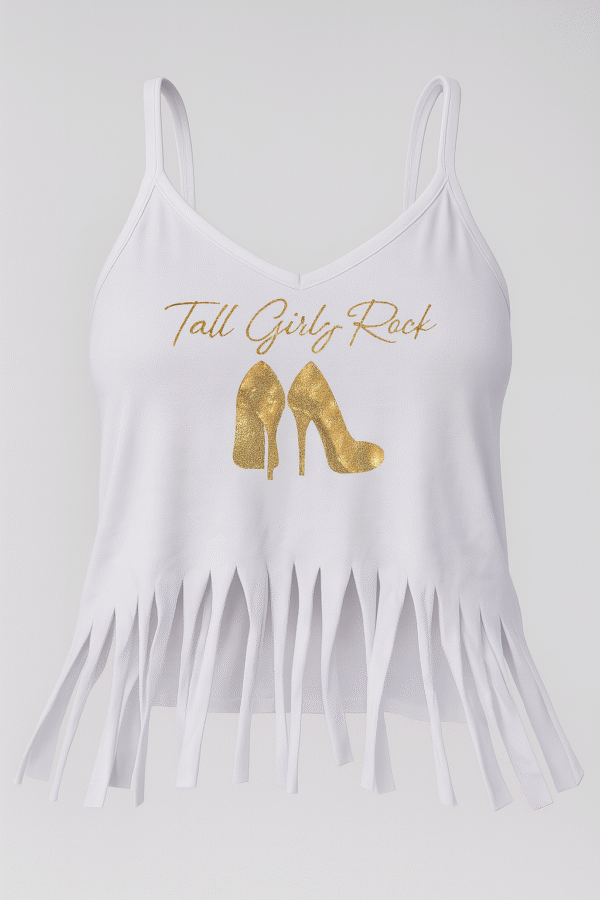 White Fringe Crop Top - Heels Design